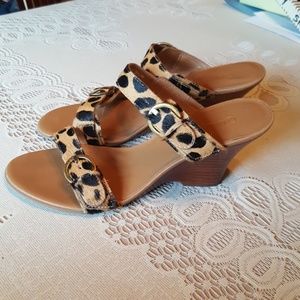Leopard calf hair wedges